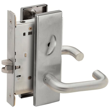 Schlage Grade 1 Bed Bathroom Privacy Mortise Lock, 03 Lever, N Escutcheon, Satin Chrm Fnsh, Field Reversible L9040 03N 626